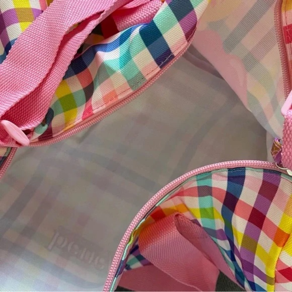 Benefit San Francisco Colorful Pink Plaid Duffle Bag (Bag of Tricks) 🩷 - Picture 6 of 7